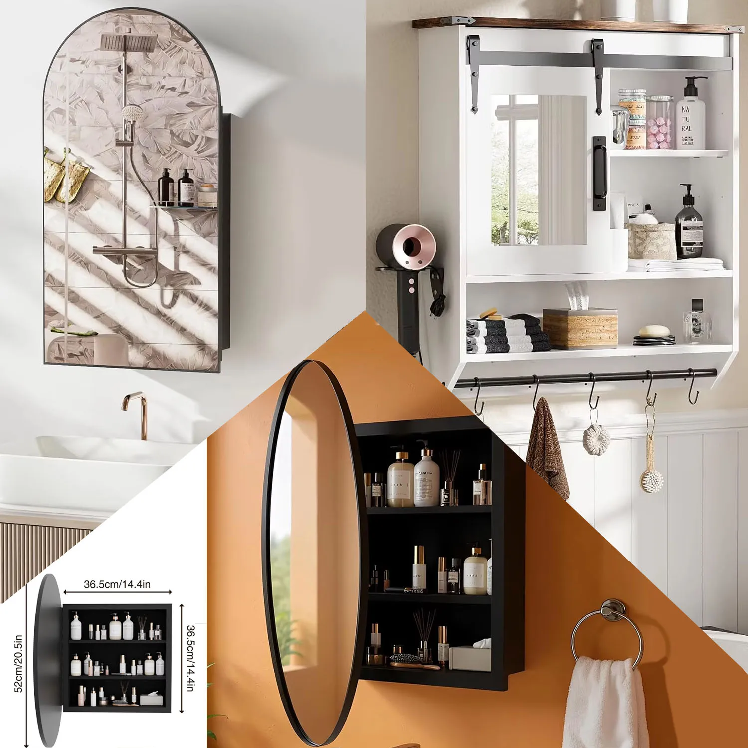 

Bathroom Medicine Cabinet with Adjustable Shelves Metal Storage Cabinet for Bathroom with Mirror Wall Mounted Vanity Mirror