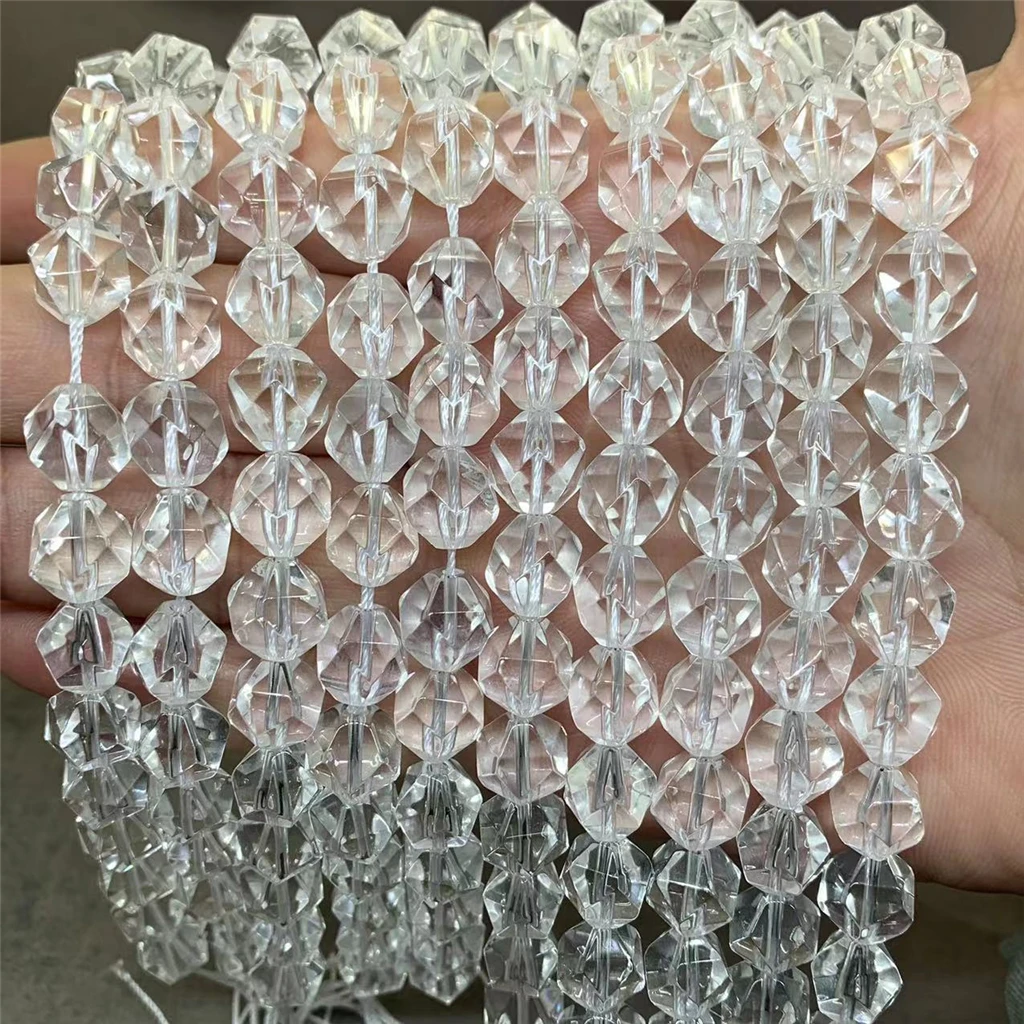 5A Natural Stone Clear Crystal Faceted 6/8/10mm Loose Cut Beads White Quartz