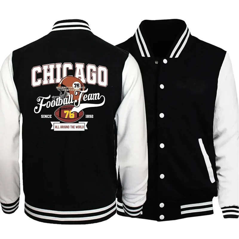 

Chicago Is A City In The United StatesFemale Jacket Harajuku Button Overcoat Loose Casual Baseball Uniform Button Coat