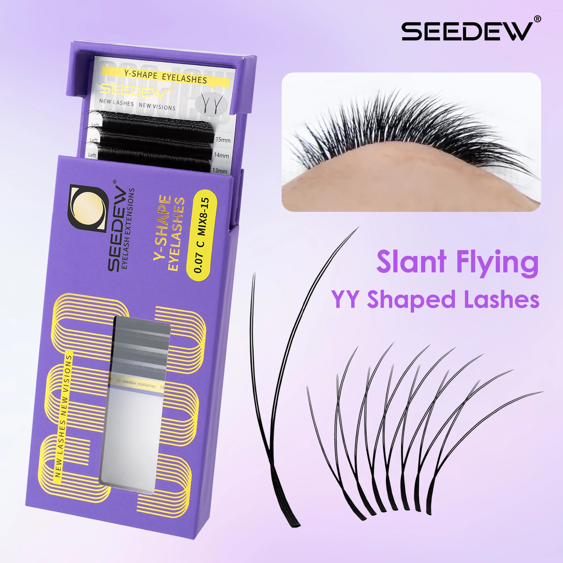 SEEDEW 0.07 Oblique Flying YY Wimpernverlängerungen Fox Series Falsche Wimpern Natürliche Weiche Wimpern – Detail 1