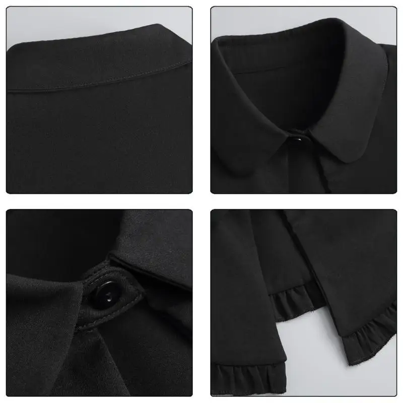 

652F Women Lightweight Detachable False Collar Shawl Scarf Lapel Collared Neckline Ruffled Trim Decorative Small Capelet