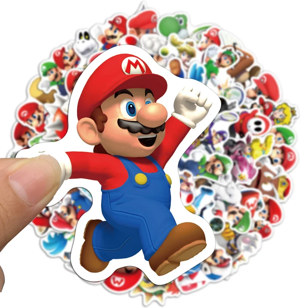 Cartoon Super Mario Game Stickers for DIY Laptop Notebook Skateboard Fridge Phone Kawaii Waterproof Decal Sticker Kids Toys