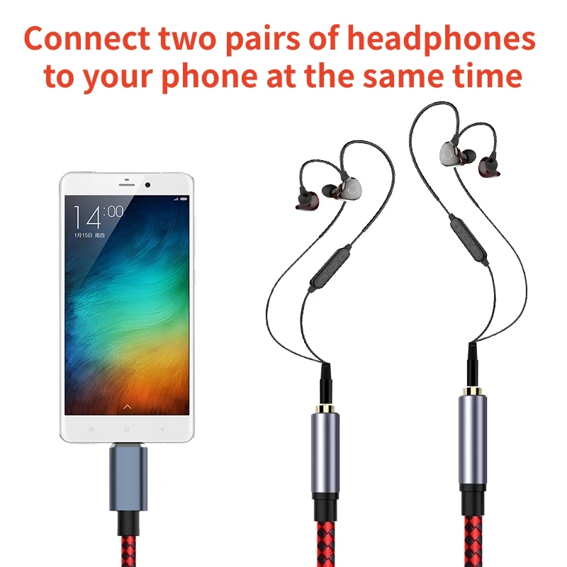 Type-C to Aux Jack Adapter Cable Headphone Microphone Converter USB C To 3.5mm Splitter Audio Cord for Mobile Phone Tablet