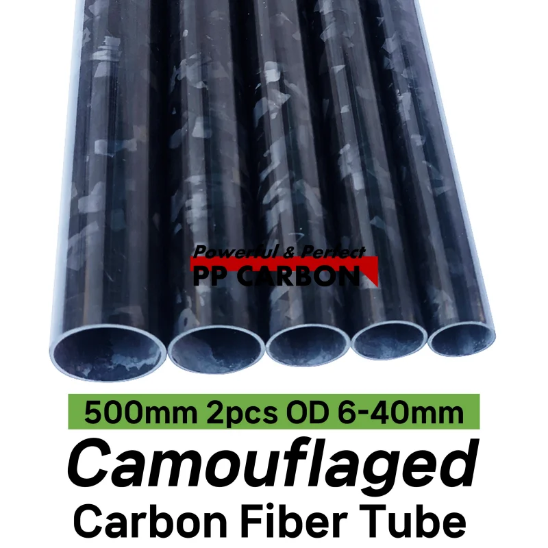 lot/2pcs 500mm Forged Carbon Fiber Tube 8mm 12mm 18mm 20mm 25mm 28mm 30mm Glossy Camouflage Weave 3K High Composite Material