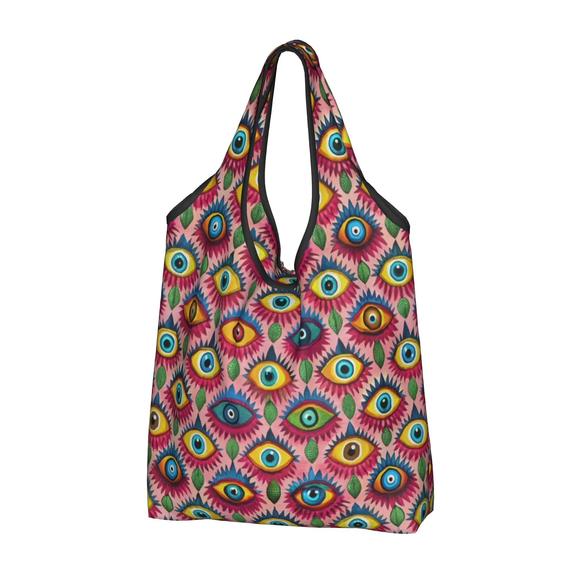 Nazar Bright Evil Eyes  Groceries Shopping Tote Bag Women Fashion Hamsa Lucky Charm  Shoulder Shopper Bag Large Capacity Handbag