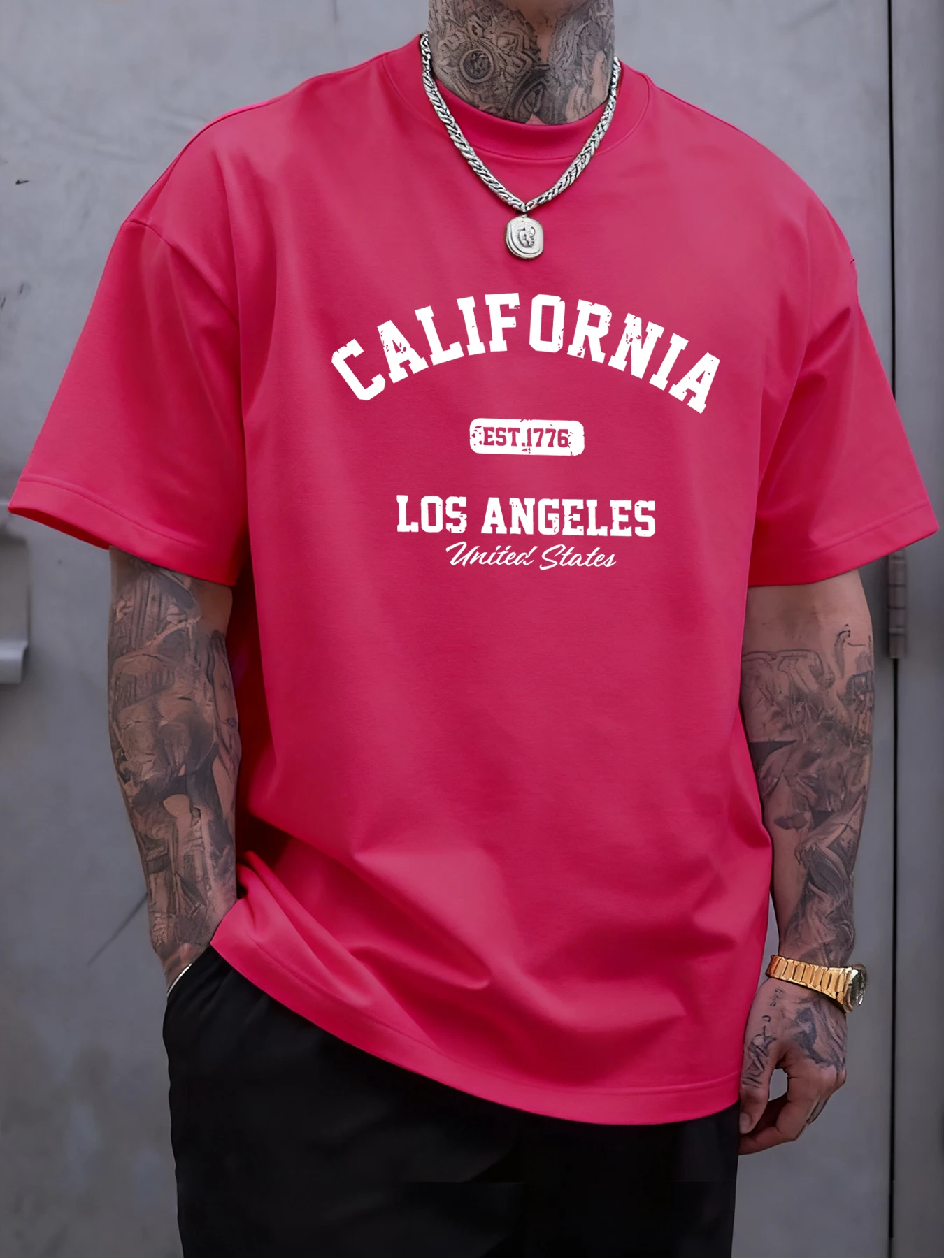 Kalifornien Los Angeles Druck Männliche T-shirts Hip Hop All-Match Tops Übergroße Mode T-Shirt Baumwolle Rundhals Kurzarm