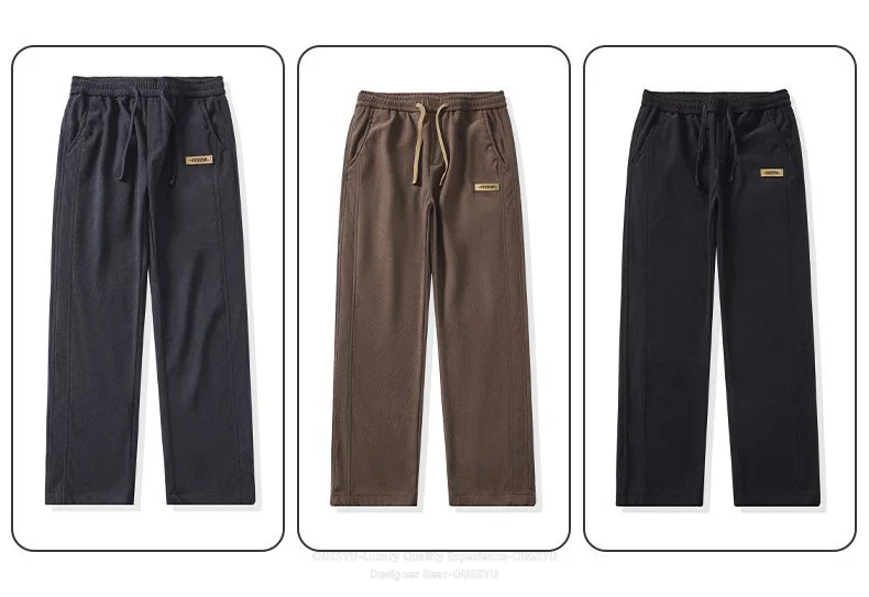 Herren-Cordhose für Herbst und Winter, locker geschnitten, gerade, mit Kordelzug, elastischem Bund, Streetwear-Mode, Baggy, lässige Hose, braun – Detail 3