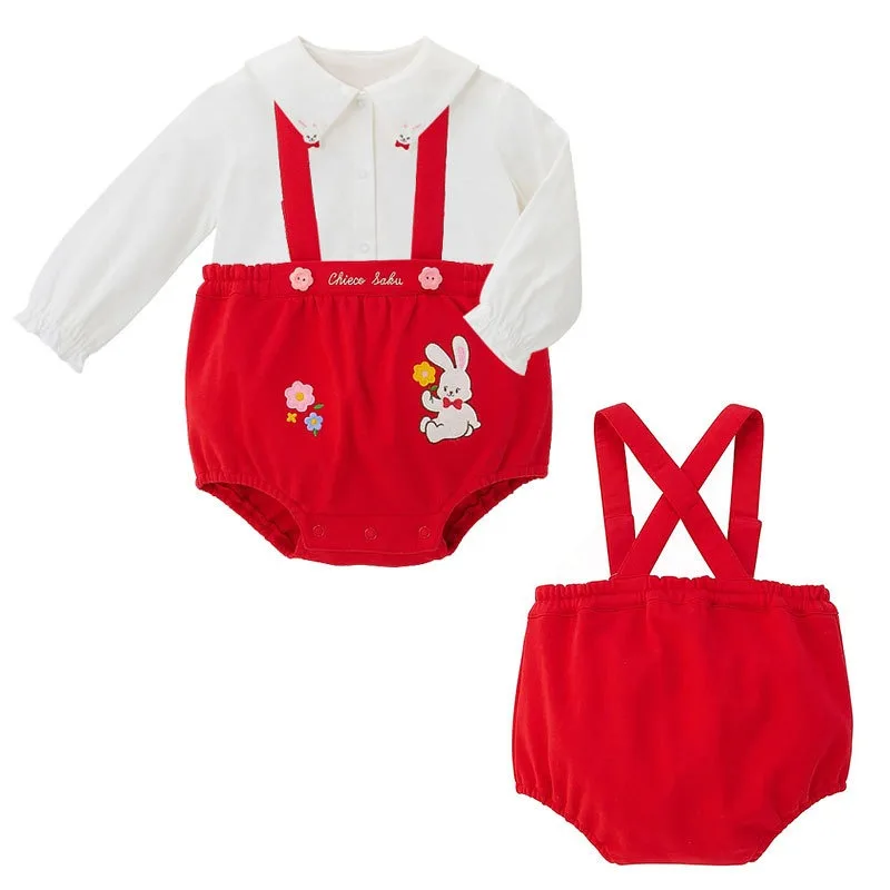 

Autumn Baby Long Sleeved Rompers Cartoon Cute Bunny Flower Jumpsuit Boys Jumpsuits Newborn Bodysuit Girls One-pieces Baby Onesie