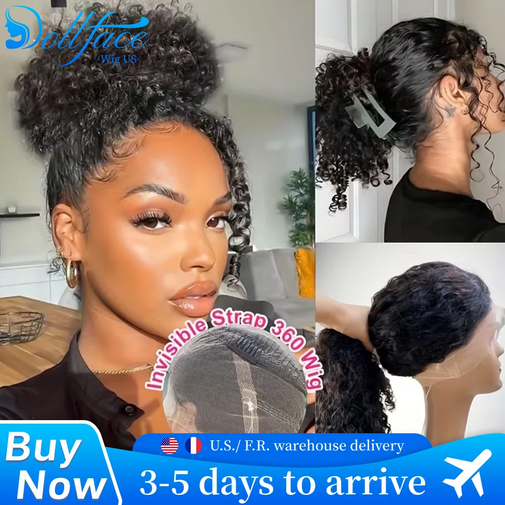 

Invisible Strap 360 Full Lace Wig Deep Wave Human Hair 200 Density 30 40 Inch Curly Black Wig Brazilian Water Wave Pre Plucked