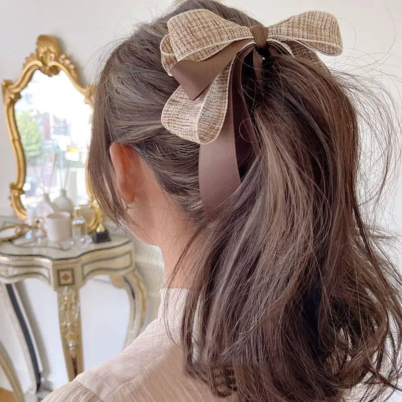 Pinza para el pelo de plátano para mujer, pinza para el pelo Vertical Retro en la parte posterior de la cabeza, lazo elegante, tocado de cola de caballo, pasador para el pelo