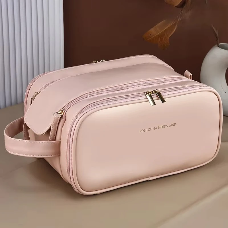 

Makeup Bag TPU Leather Cosmetic Bag for Women,Large Organizer Cosmetic Bags with Divider Water-resistant Toiletry Bag for Travel