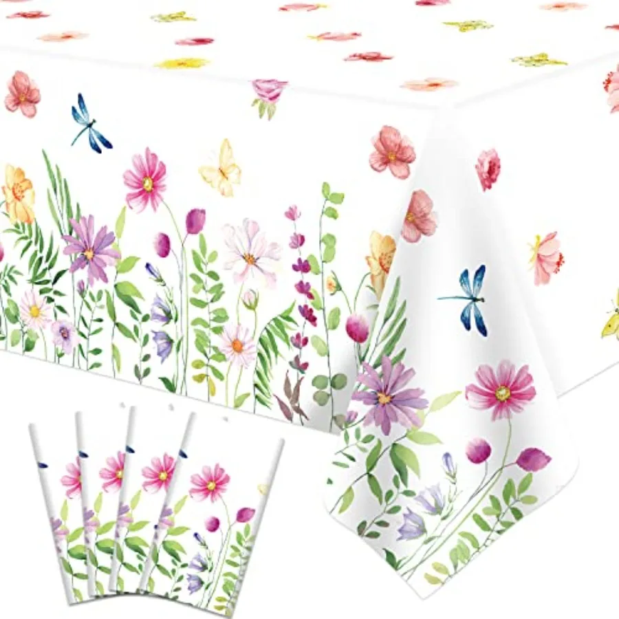 Lot de 4 nappes d'été - Motif animaux sauvages - Nappe en plastique - Pour le printemps, l'été - Jetables - Pour décorations de fête