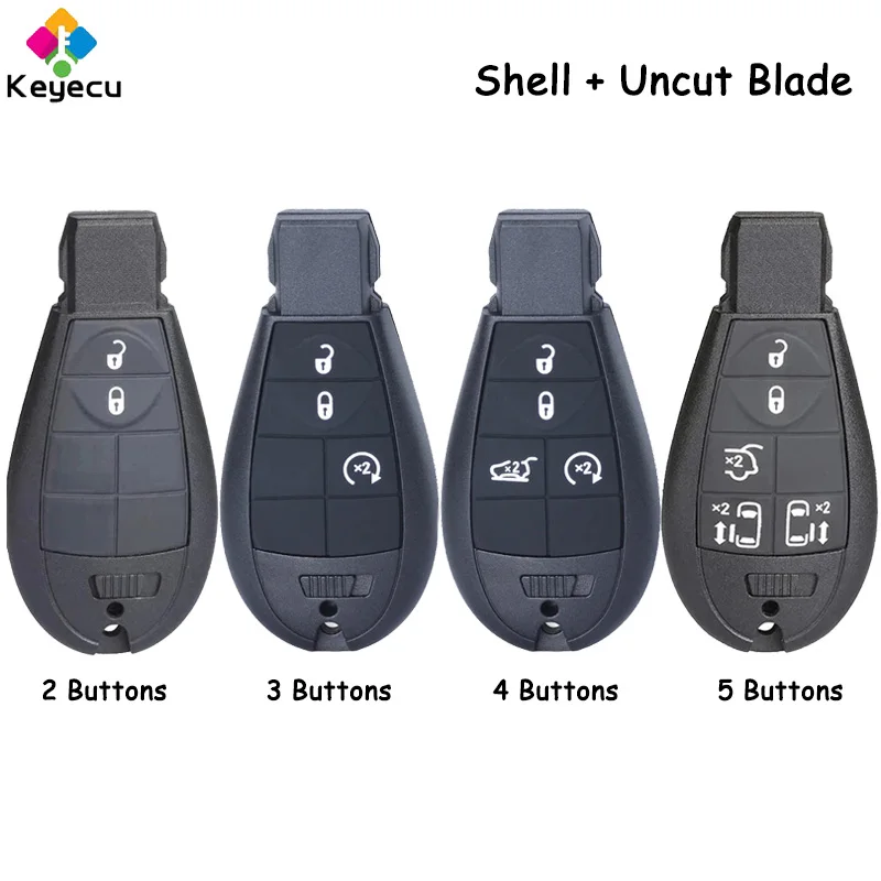 KEYECU Smart Remote Car Key Shell Case With 2 3 4 5 Buttons for Chrysler Grand Voyager 300C for Jeep Grand Cherokee for Dodge