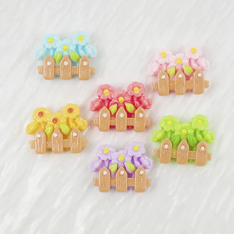 10/100PCS Shiny Flower Fence Series Resin Flatback DIY Cabochons For Hairpin Scrapbooking Hairpin Craft Decoration Accessories