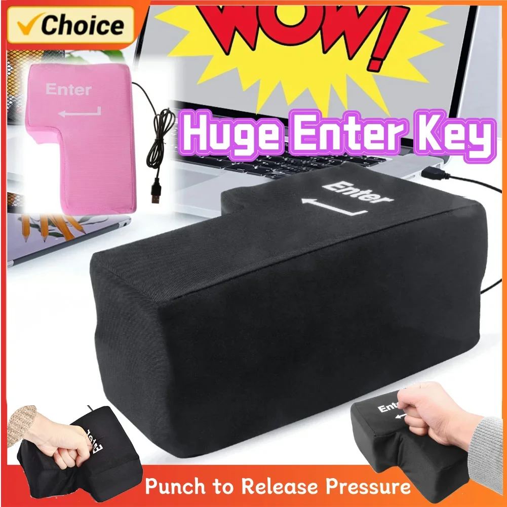 

USB Enter Key Vent Pillow Soft Computer Button Return Key For Offices Decompression Pillow Stress Relief Toy Enter Huge Button