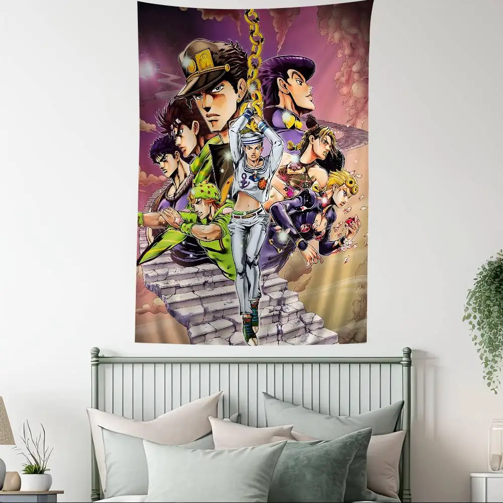 Klassischer Manga Anime J-JoJo bedruckter großer Wandteppich, günstiger Hippie-Wandbehang, böhmische Wandteppiche, Mandala, Heimdekoration