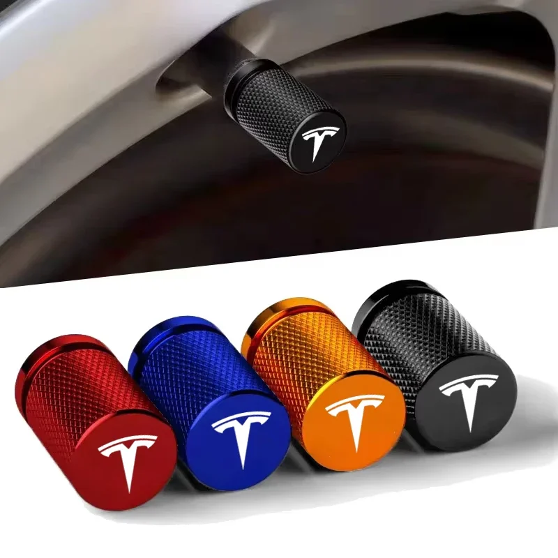 

4PCS/SET Laser Logo Alloy Car Wheel Decoration Stem Valve Caps for Tesla Model X S Y 3 Roadster P85D P90D P100D Tire Decoration