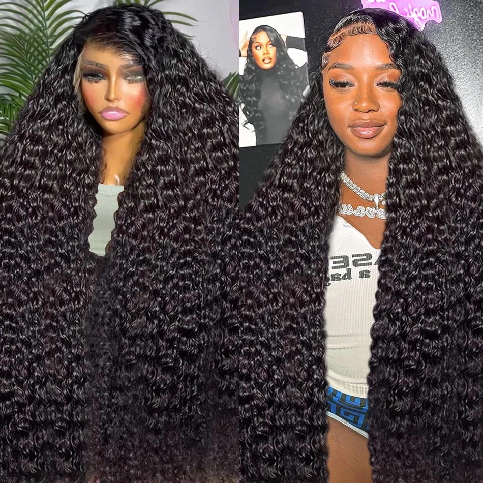 250 Density Curly Wigs HD Lace Wig 13X6 Human Hair 13X4 Transpare Front Glueless Deep Water Wave For Women 40 Inches