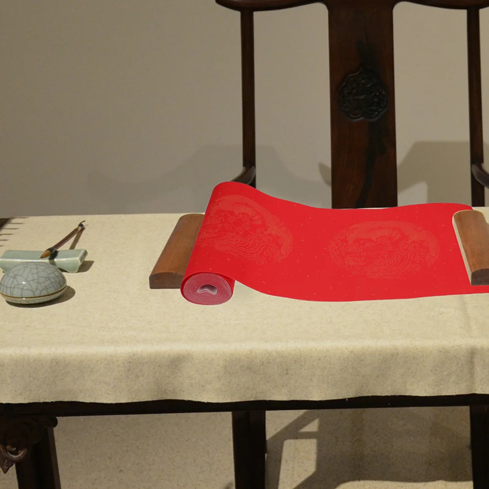 

1 Roll Chinese Calligraphy Red Rice Paper For Diy Painting New Year Writing Blank Scroll Craft Paper Couplet Decorative