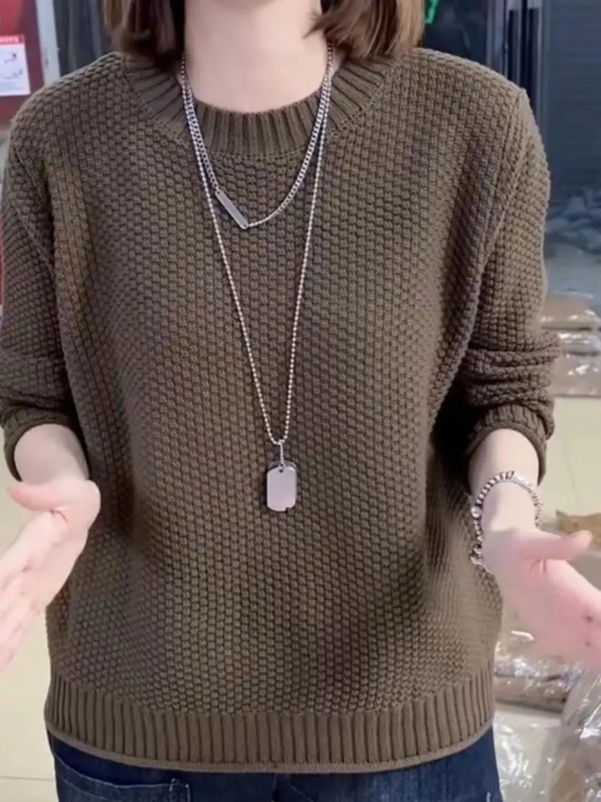 فضفاض المرأة محبوك سترة الخريف الشتاء Faionable لباس غير رسمي طويل Sve طاقم Ne قاعدة طبقة علوية اللحوم إخفاء #1