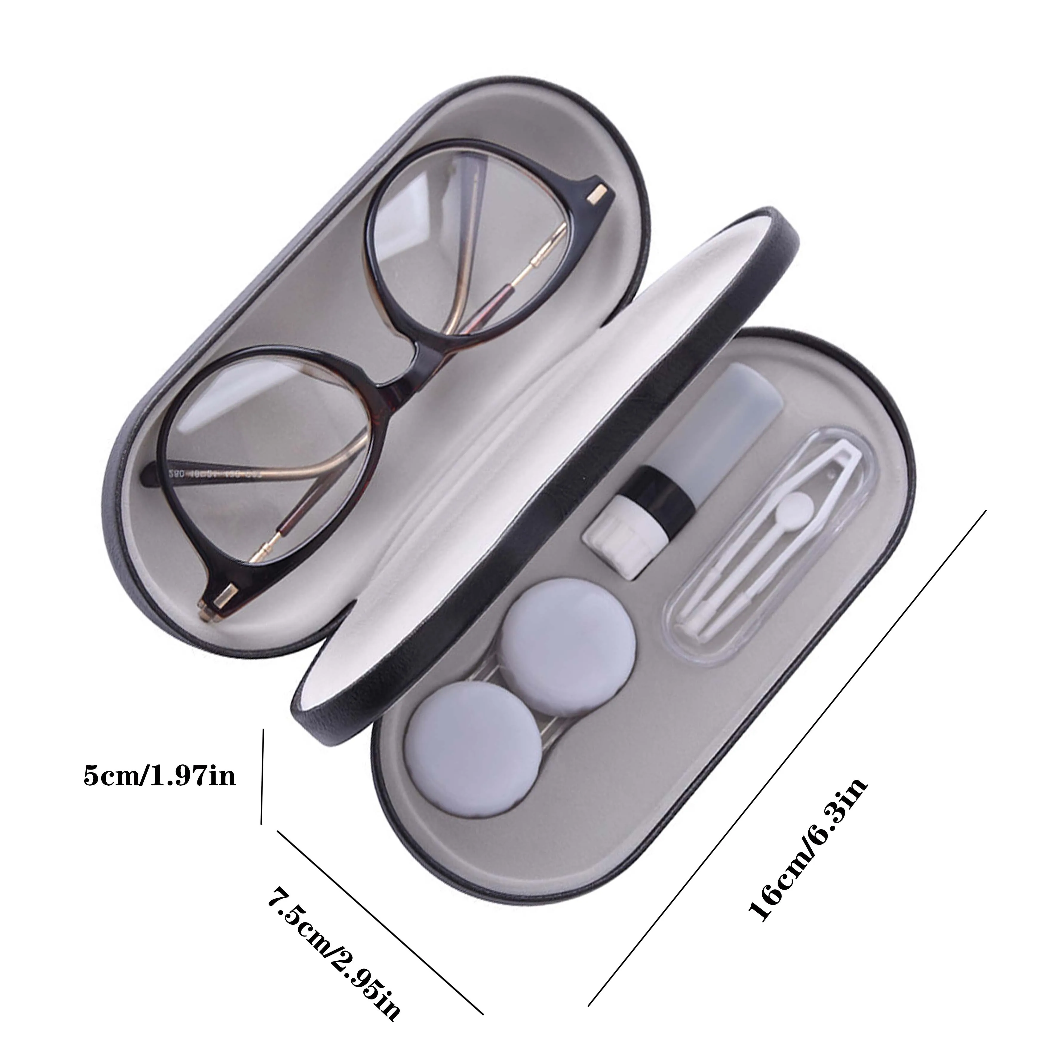 Compression-resistant dual-purpose double-layer contact lens case imitation wood grain contact lens case foldable fashion frame