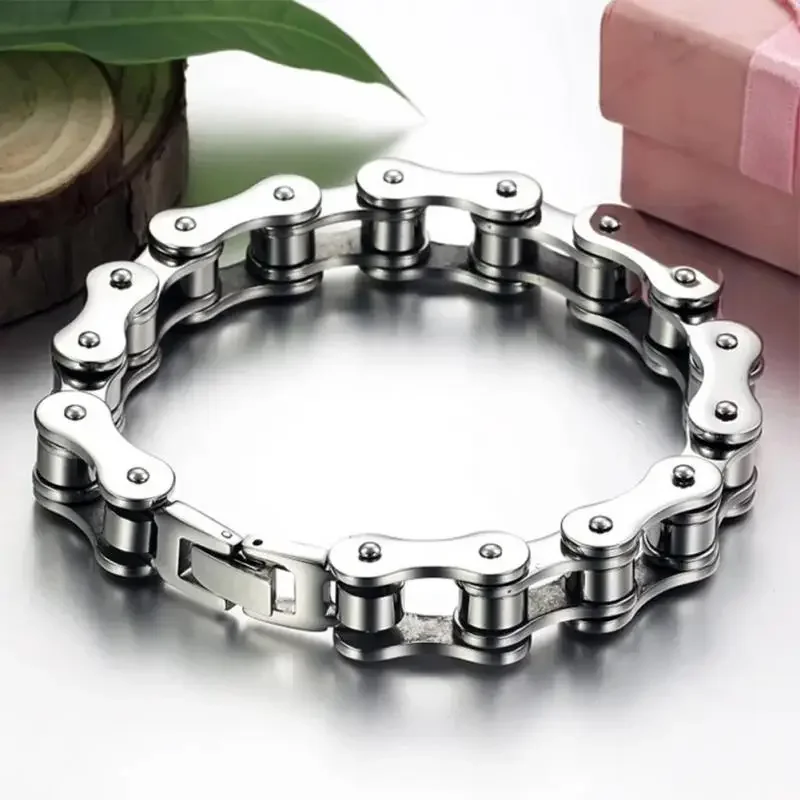 Biker Bicycle Motorcycle Chain Bracelet Bangle Punk Jewelry Retro Men Fashion Titanium Steel Bracelet Gift