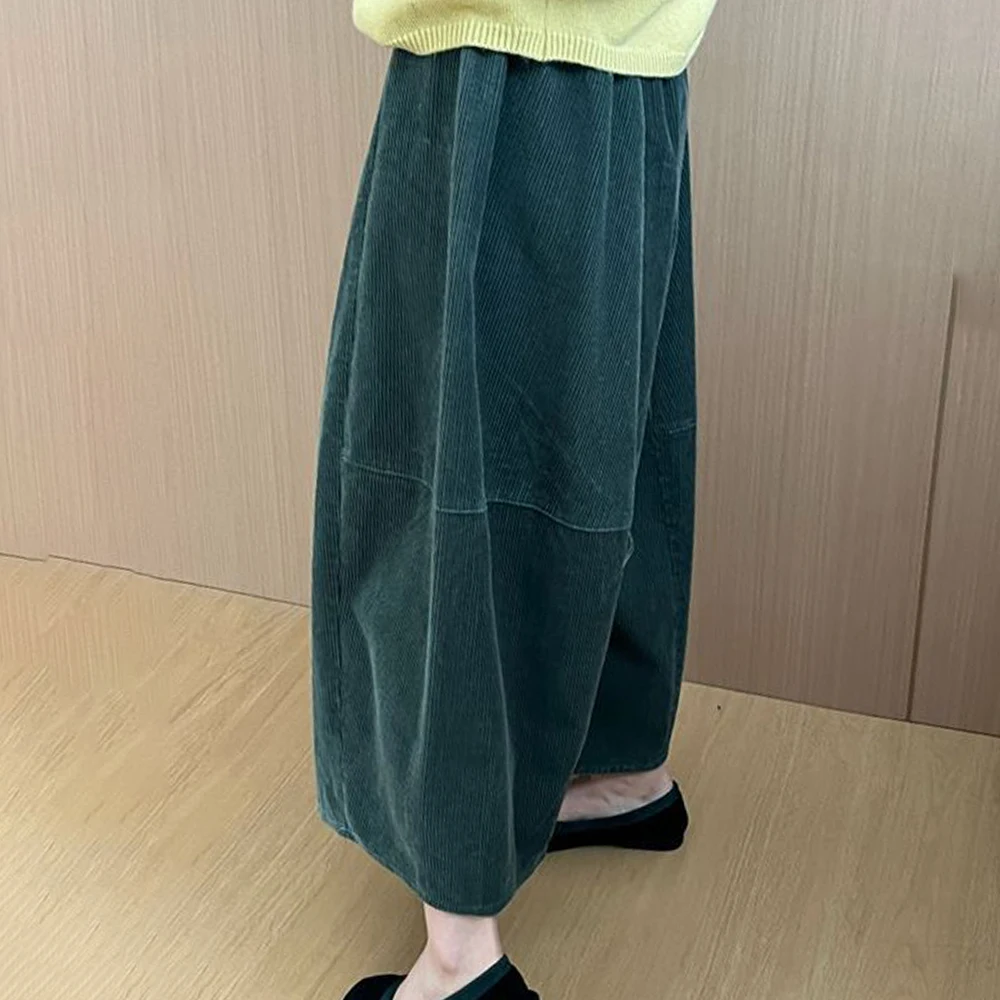 Autumn new Korean version of versatile and thin casual pants women's design sense loose corduroy wide-leg cropped pants