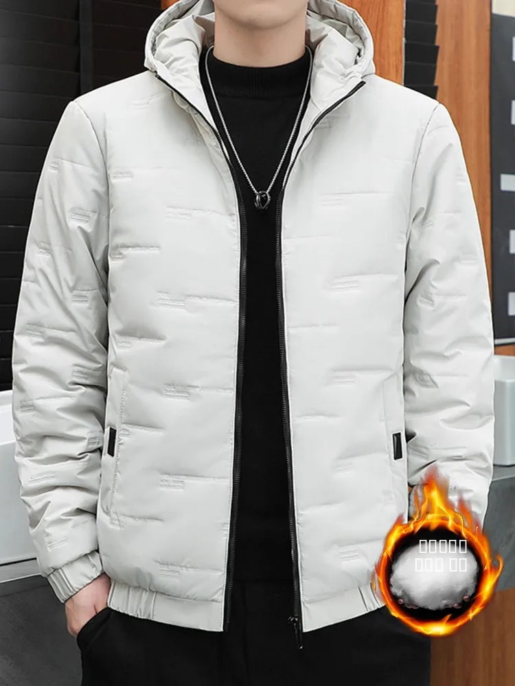 

Men's Thiened down Cotton Jaet Faionable Warmth Autumn Winter New Arrival Zipper Closure Hooded Long Sve Cleanfit Sle