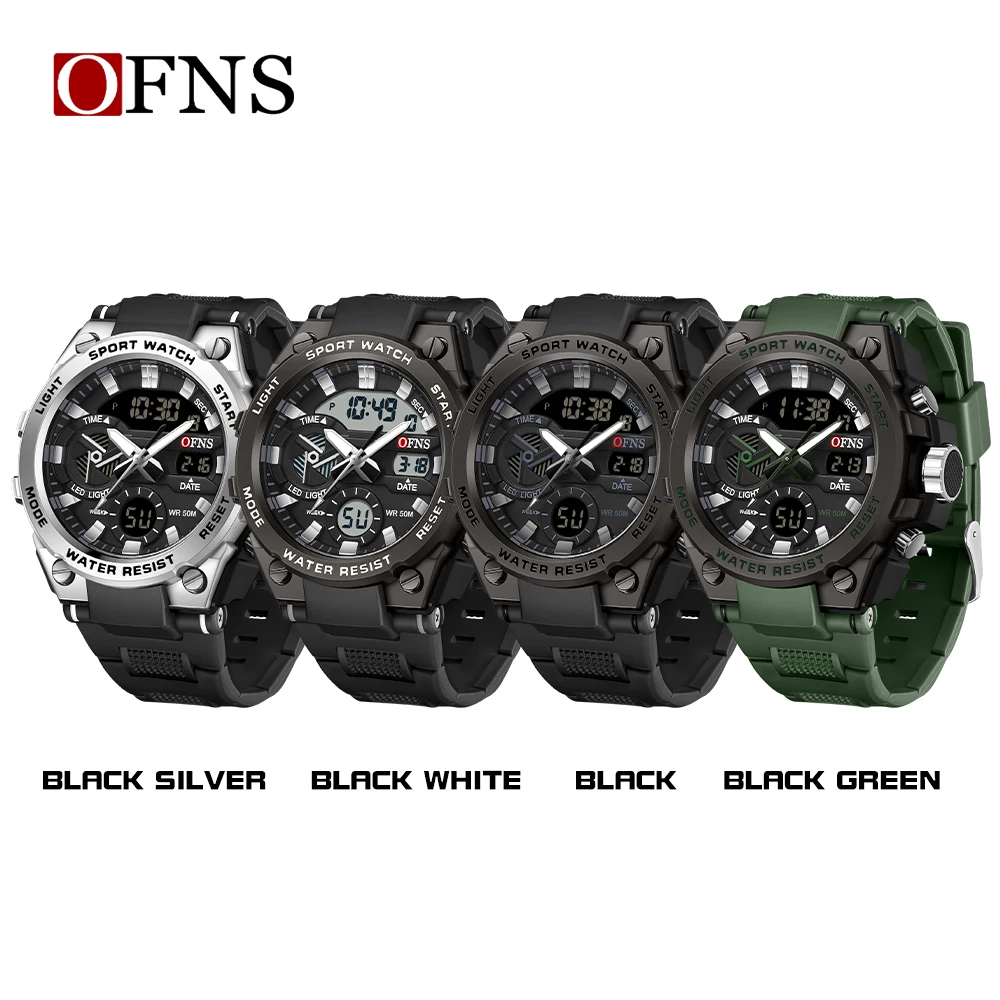 OFNS Luxury G style Military Sports Quartz Watch Waterproof Outdoor Sports Clock Men\'s LED Analog Digital Alarm Wrist Watches