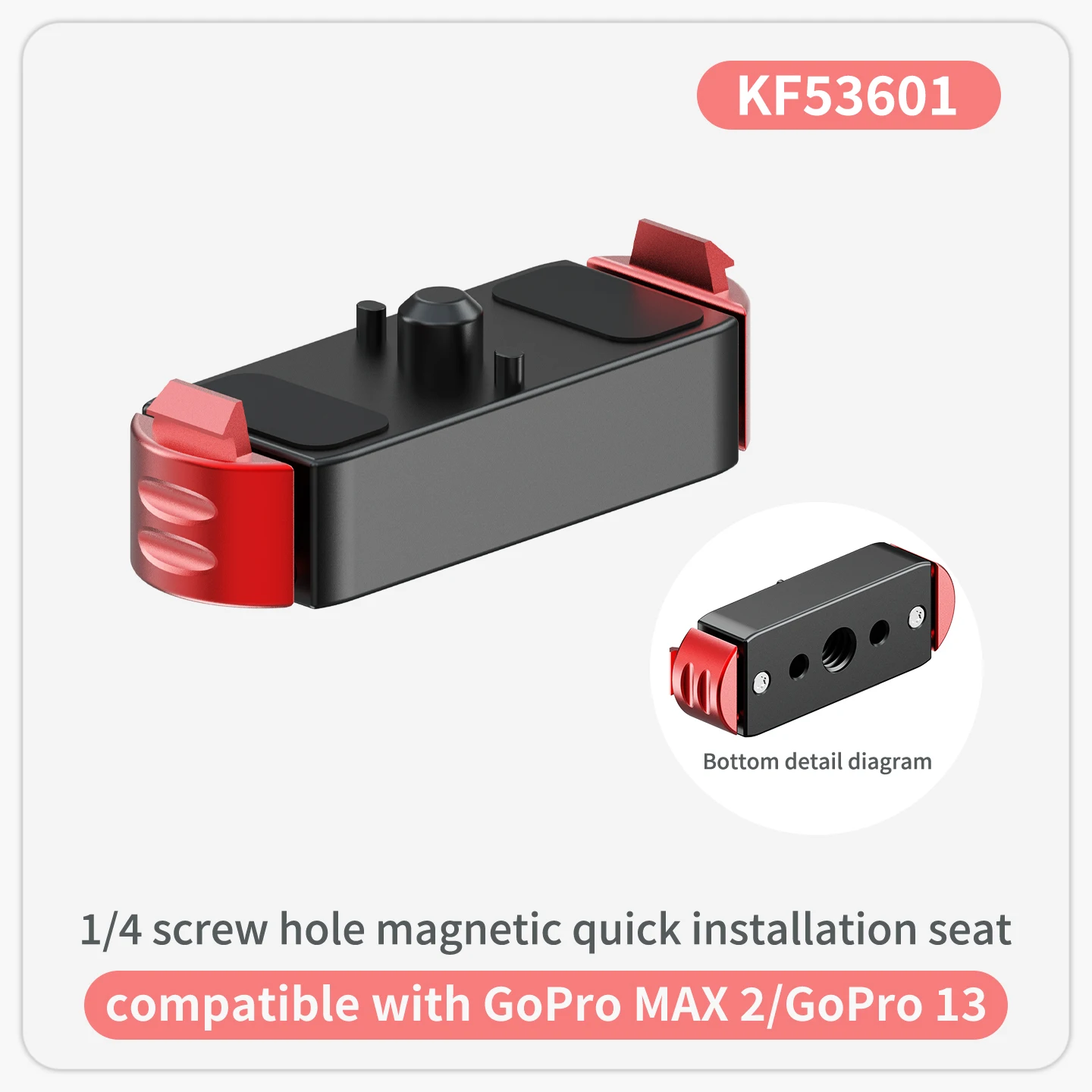 Neue Dual Lock Magnetische Quick Release Basis Action Kamera Stativ Halter 1/4 Anti Umkehr Halterung für GoPro MAX 2 für Go Pro Hero 13 – Detail 7