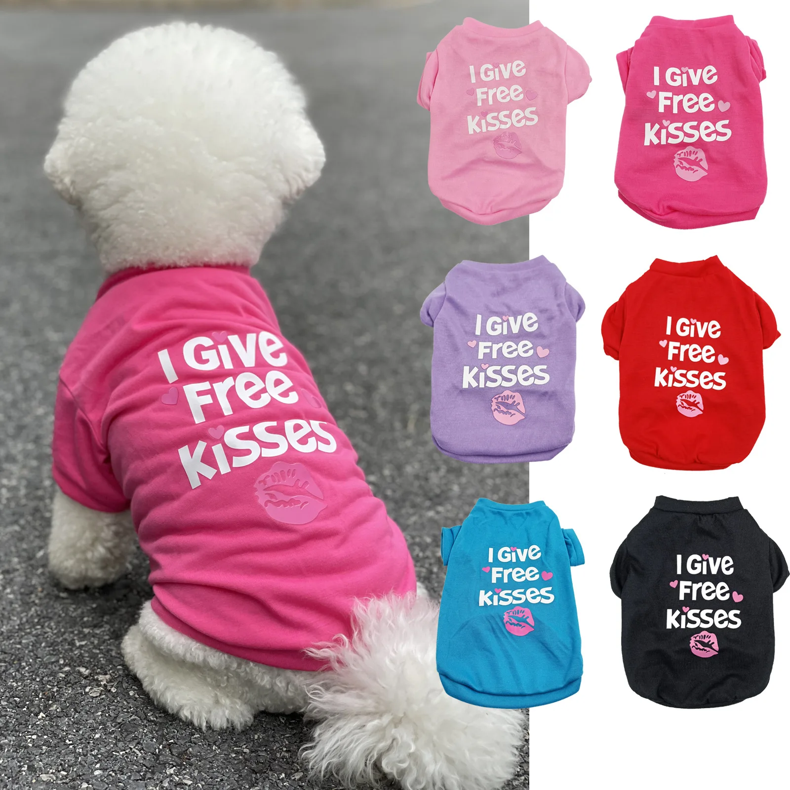 Summer Pet Clothes Small Dogs Chihuahua Short Sleeve Vest Thin Breathable Puppy Cats T-shirt Lovely Letter Print Pets Costume