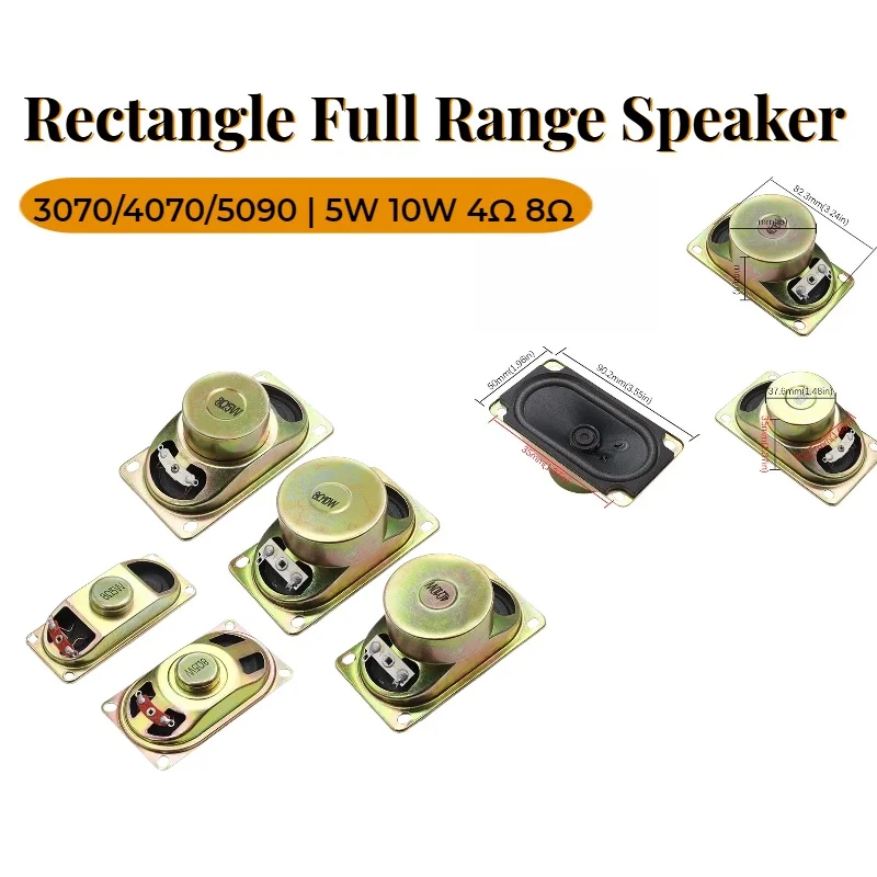 5pcs Rectangle Speaker 3070/4070/5090 5W 10W 4Ohm 8Ohm Full Range Audio Loudspeaker For TV, Monitor, Game Machine