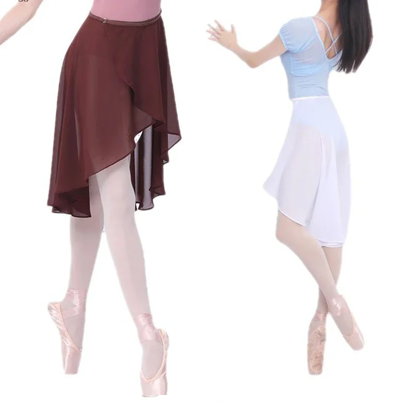 Women Adjustable Ballet Dance Skirt Long Wrap Chiffon Dance Dress Tutu Skate Buckles Ballerina