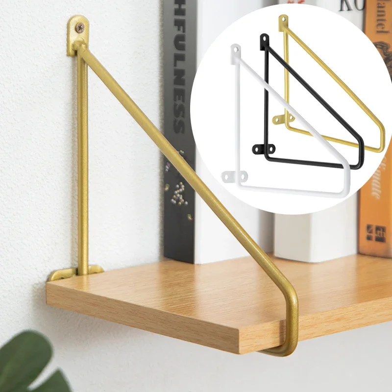 2PCS Triangle Bracket Gold Layer Plate Holder Multifunctional Wall Mounted Partition Shelf Fixed Support Bracket Hardware