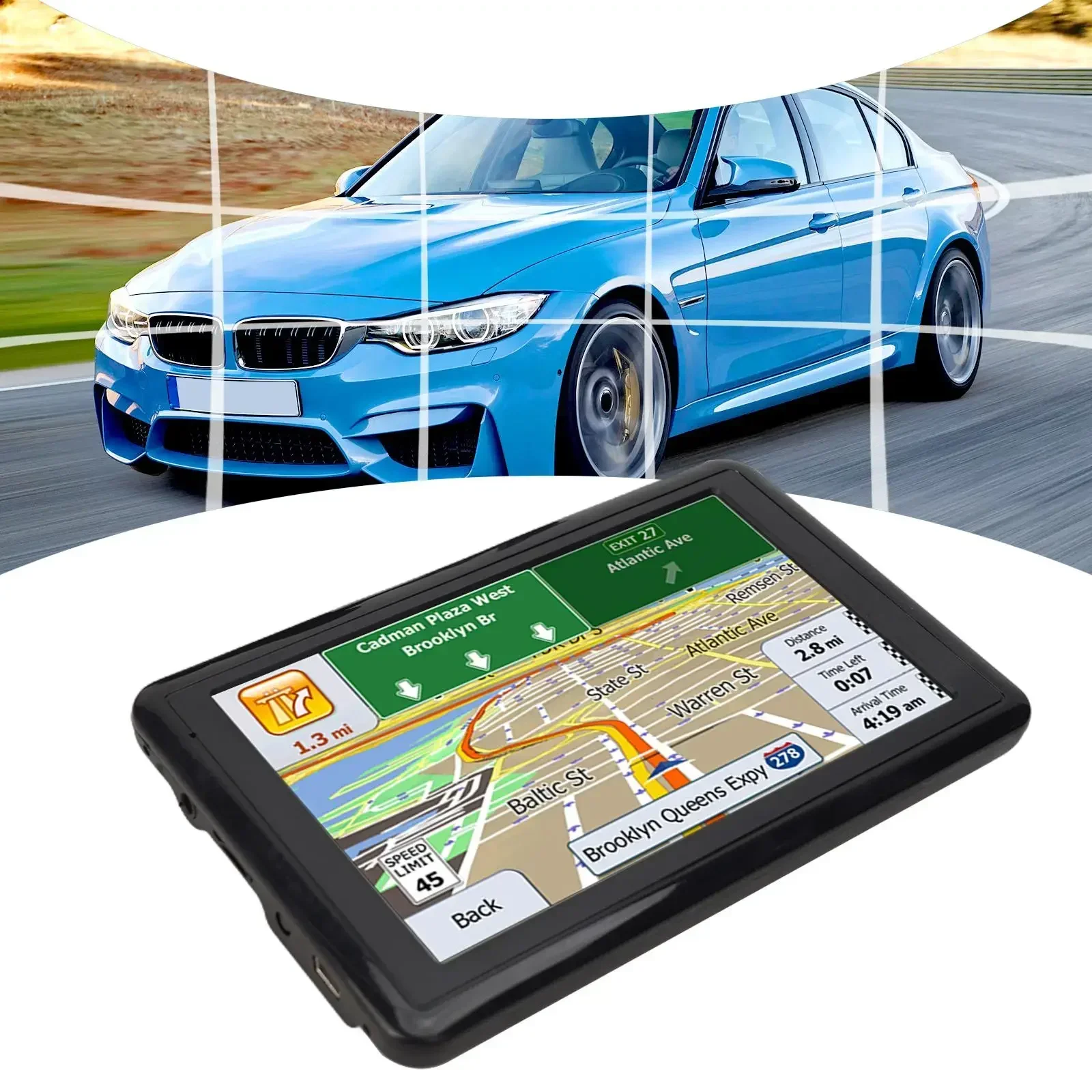 Car GPS Car Map Display Car Navigator Device For Truck TFT Touch Screen Car Adapter Powered High Bright Screen