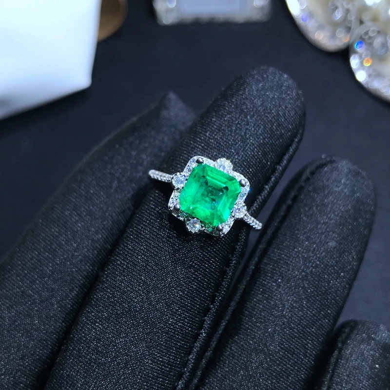 

100% natural emerald ring new 925 Sterling Silver AAAAA Gemstone precious precious gift