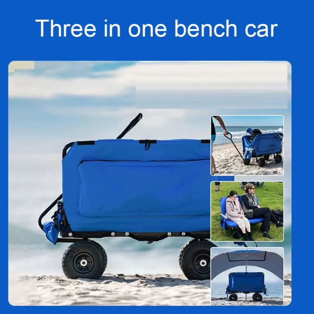 3 in 1 outdoor seat folding bench car foldable camping trolley can sit and  lie down to pull goods multi-function - AliExpress 1420