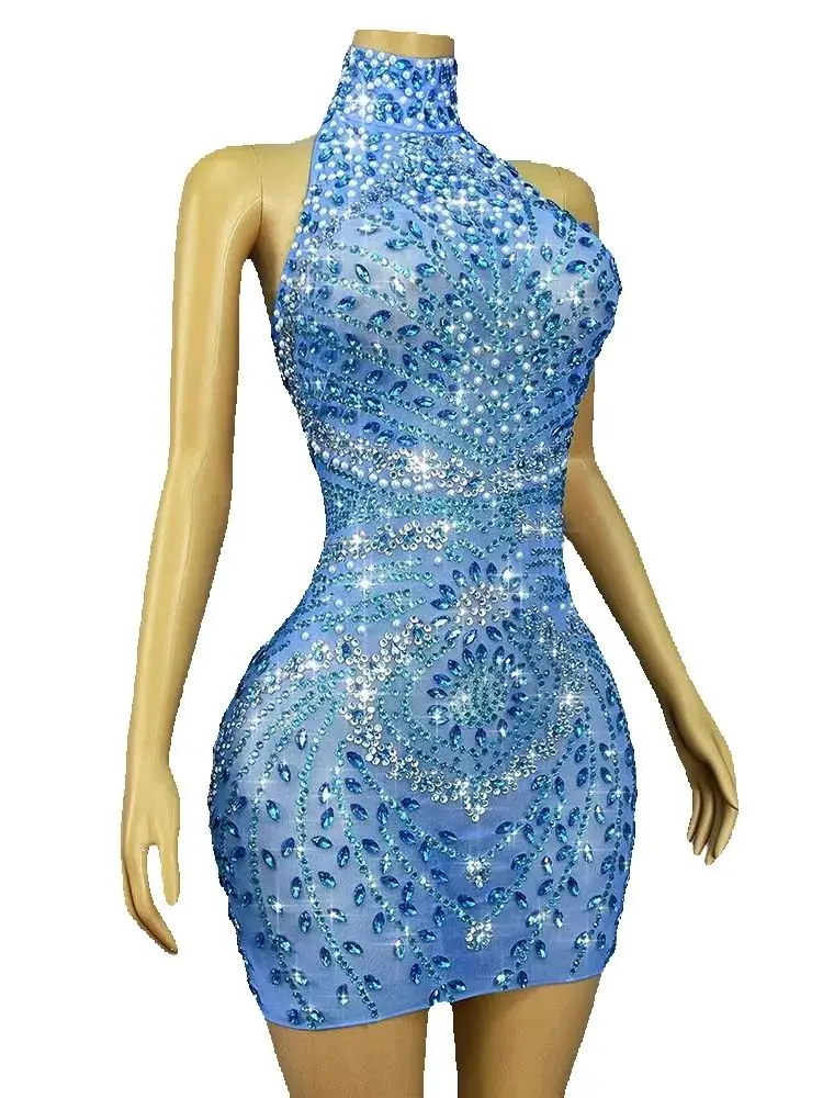 Abito da donna elastico appeso al collo sexy con stampa a caldo di alta qualità 2025 Nuovo abbigliamento da donna personalizzato alla moda