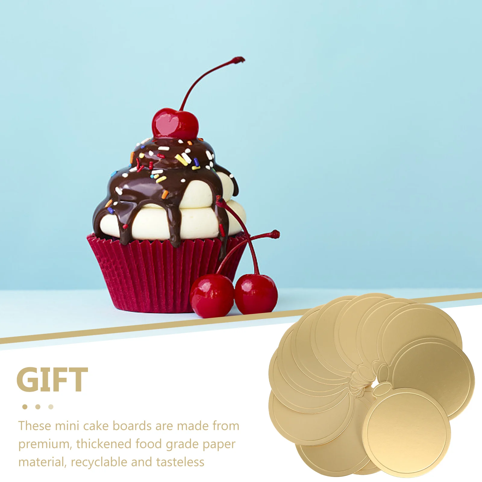 

100pcs Round Mini Cake Boards Thickened Food Grade Paper Mousse Cake Display Bases Disposable Cupcake Plates Greaseproof