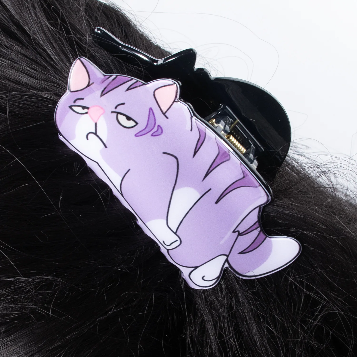 Cute Unique Purple Penguin Dog Cat Resin Hair Claw for Women Girl Trendy Hair Clip HUANZHI NEW 2024 Funny Animal Headwear