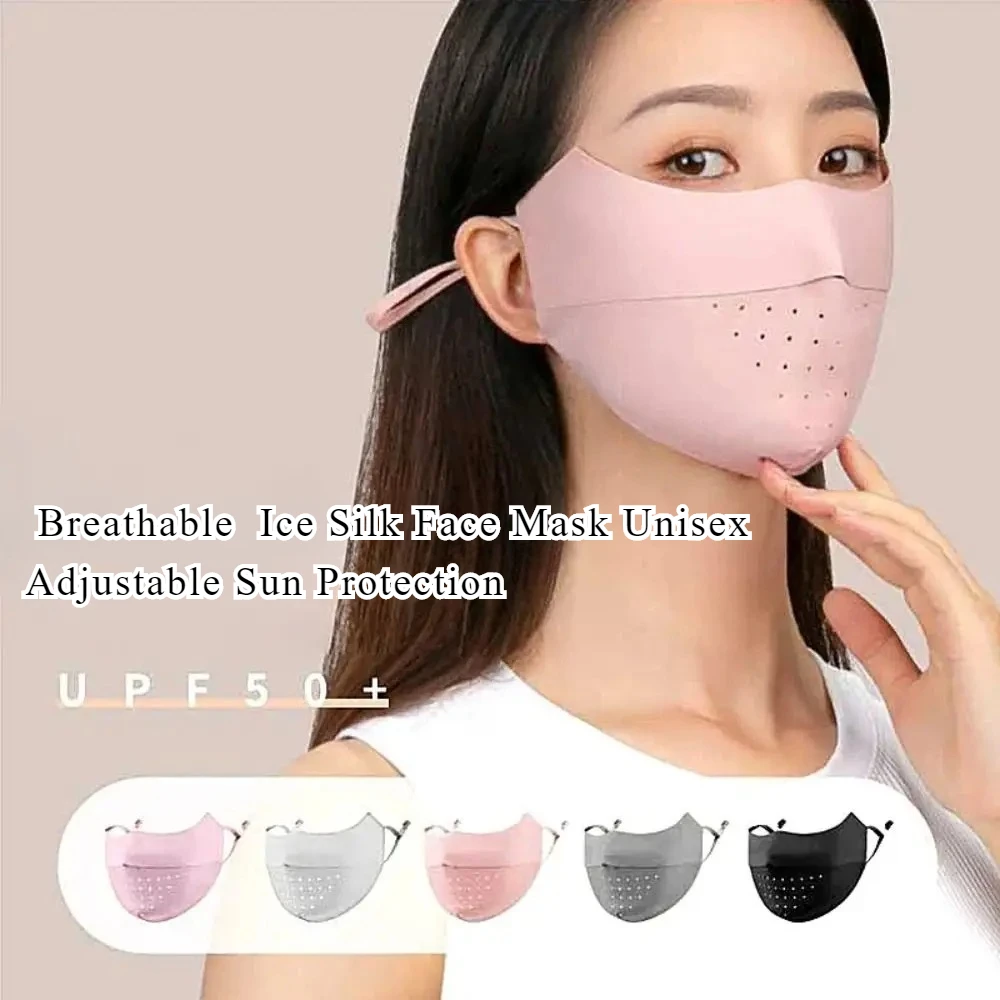 Maschera per il viso in seta di ghiaccio di alta qualità Protezione solare unisex Maschera da ciclismo per corsa all'aperto traspirante regolabile estiva Ль Khuты