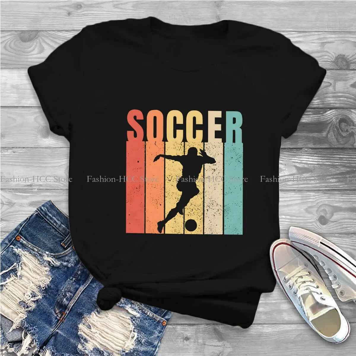 Soccer Polyester TShirts Vintage Soccer Distinctive Men's T Shirt Hipster Clothing