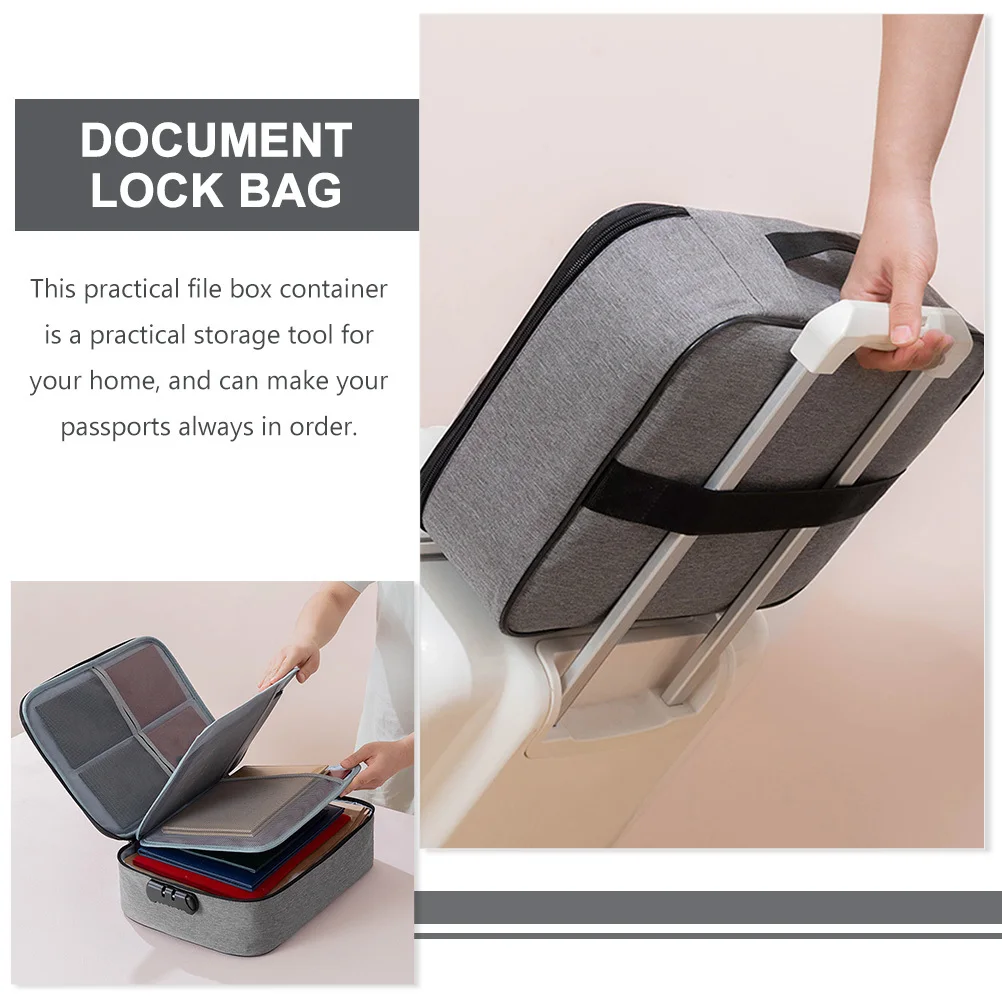 ملف ganizer وثائق حامل الأعمال الورقية قابل للقفل معرف حقيبة التخزين صندوق المستندات المهمة ألبوم جواز السفر شهادة آمنة #4