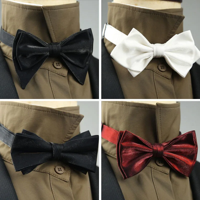 4 Styles Solid Color Black White Wine Bow Ties New Ribbon Gilded Butterfly Double Layered Wedding Party Bowknot Tuxedo Cravat