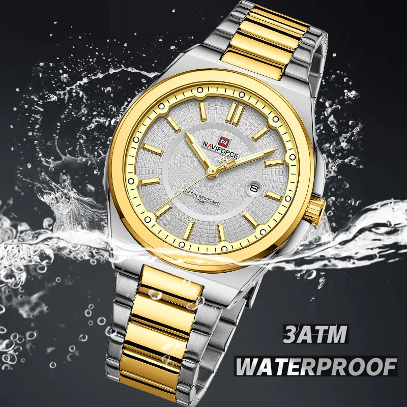 Naviforce Watch for Men Stainless Steel Waterproof Military Fashion Male Wristwatch Quartz Date Clock Luminous Relogio Masculino