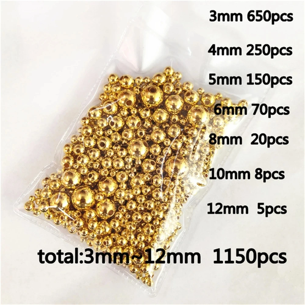 Cuentas acrílicas de perlas de imitación chapadas en oro/plata, perlas redondas espaciadas, cuentas dispersas para la fabricación de joyas DIY,
