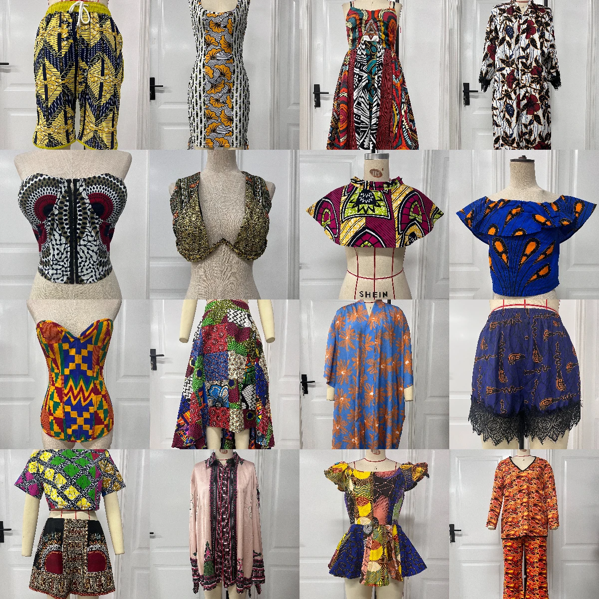 

African Clothing Sample Stock Clearance Colorful African Batik Print Women's Tops and Dresses
