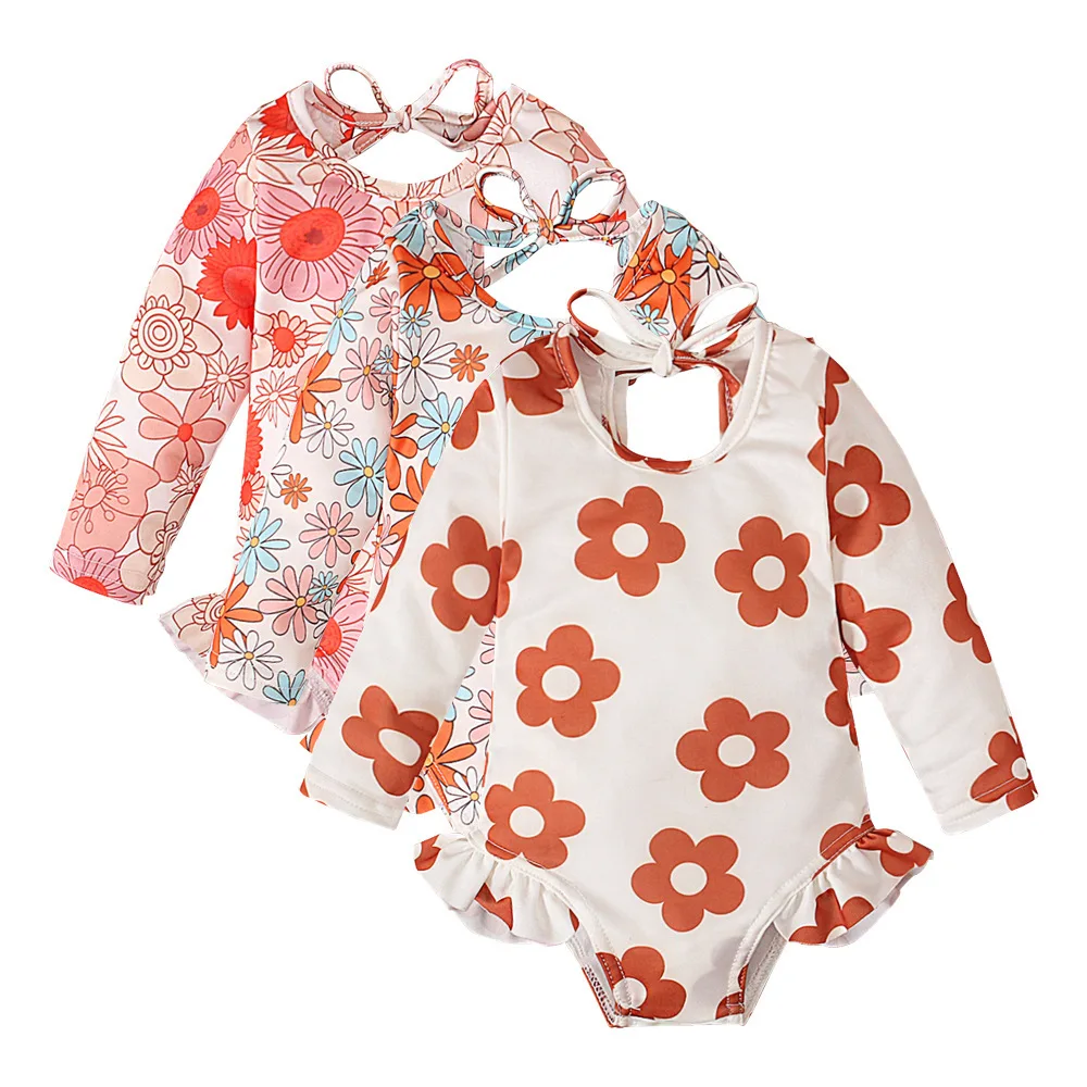 

Kids Girls Flower Swimwear 2024 Summer Baby Toddler Fashion Swimsuits