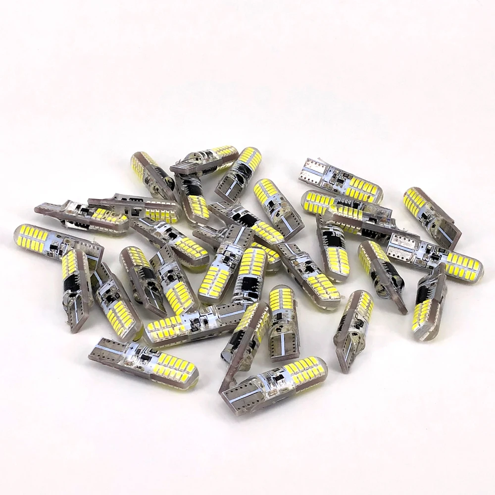 

100pcs silicone gel light T10 W5W 3014 24 SMD LED strobe flash blink Light 194 168 Bulb Clearance Lights DC 12V