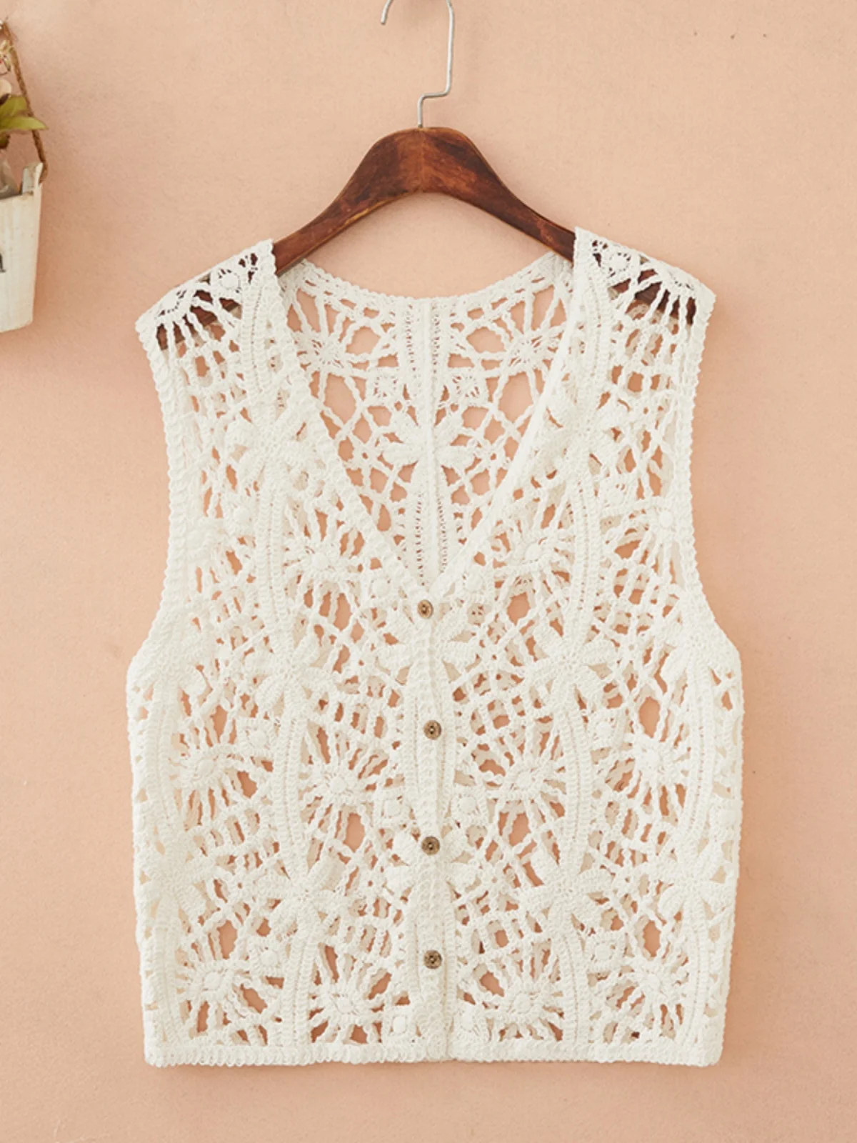 Cardigan aperto estivo leggero lavorato a maglia con gancio scavato Fiore Gilet da donna Top Svel Capispalla in cotone V-Ne Single Bu...